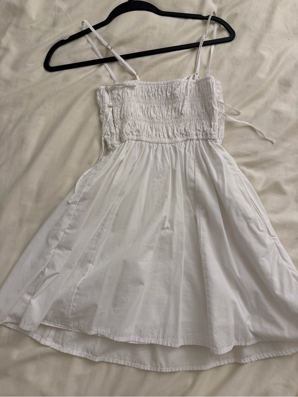 Abercrombie & Fitch White Smocked Mini Sundress